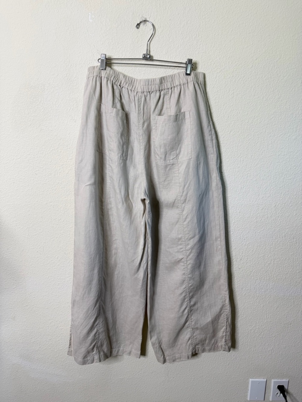 Johnny Was Calme Linen Pull On Pant w Slits Khaki Beige Womens Size L - Picture 8 of 10